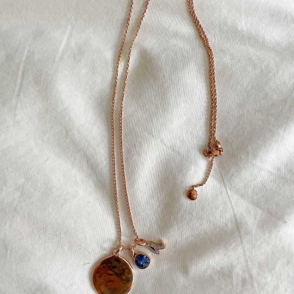Monica Vinader 18K Gold Vermeil Necklace w/Gold, Kyanite, and Diamond Pendant - Picture 2 of 3